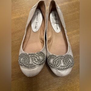 Antonio Melani Silver Flats with Silver Embellishments